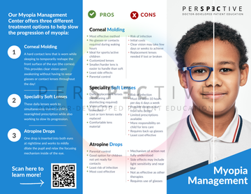 myopia management brochure for optometrists patient education myopia control corneal molding orthokeratology atropine ophthalmology pediatrician perspective docs