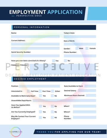 employment application for optometry private practice medical practice medical clinic ophthalmology health care manager employer form perspective docs