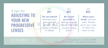 PAL adaptation tip card for patients in optometry optical clinic
