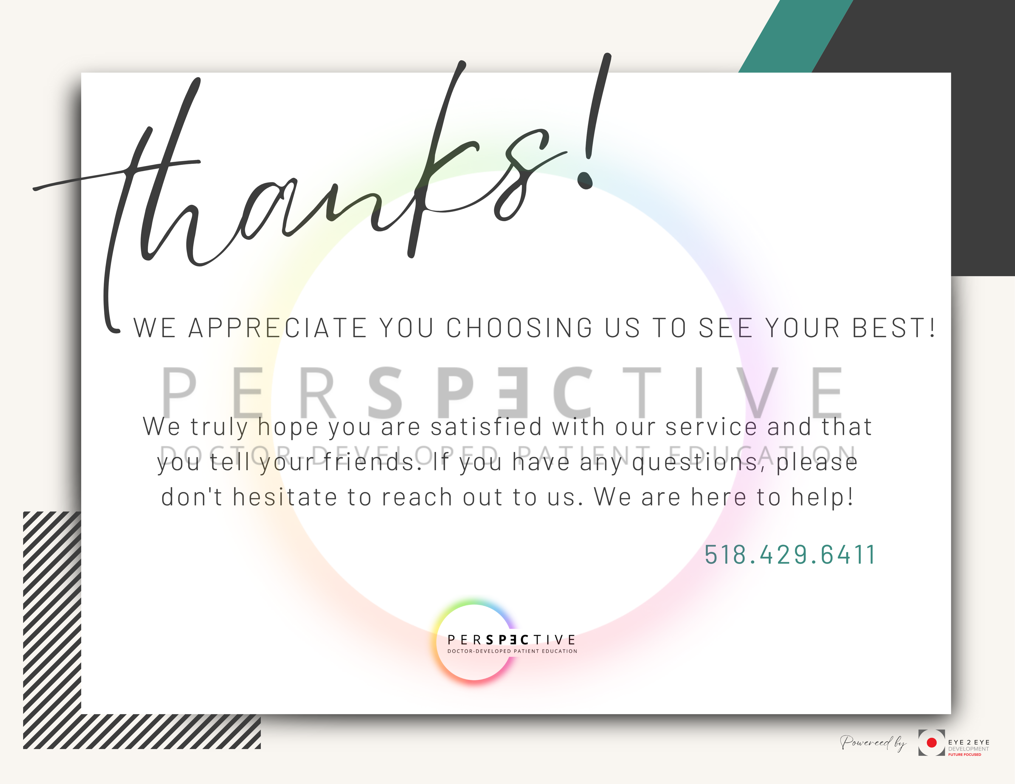 patient retention optical postcard for optometrists optical card optician doctors office perspective docs 
