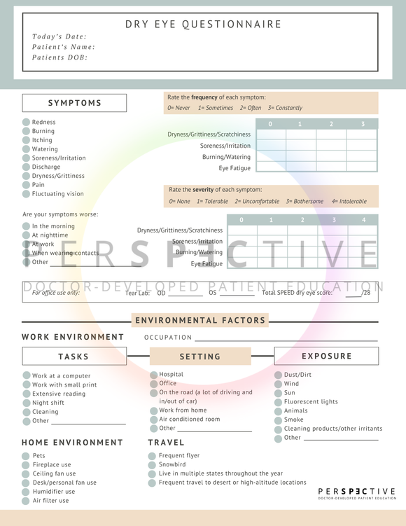 dry eye patient intake form for optometry office patient questionnaire dry eye disease ophthalmology doctors office forms perspective docs