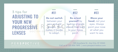 PAL adaptation tip card for patients in optometry optical clinic