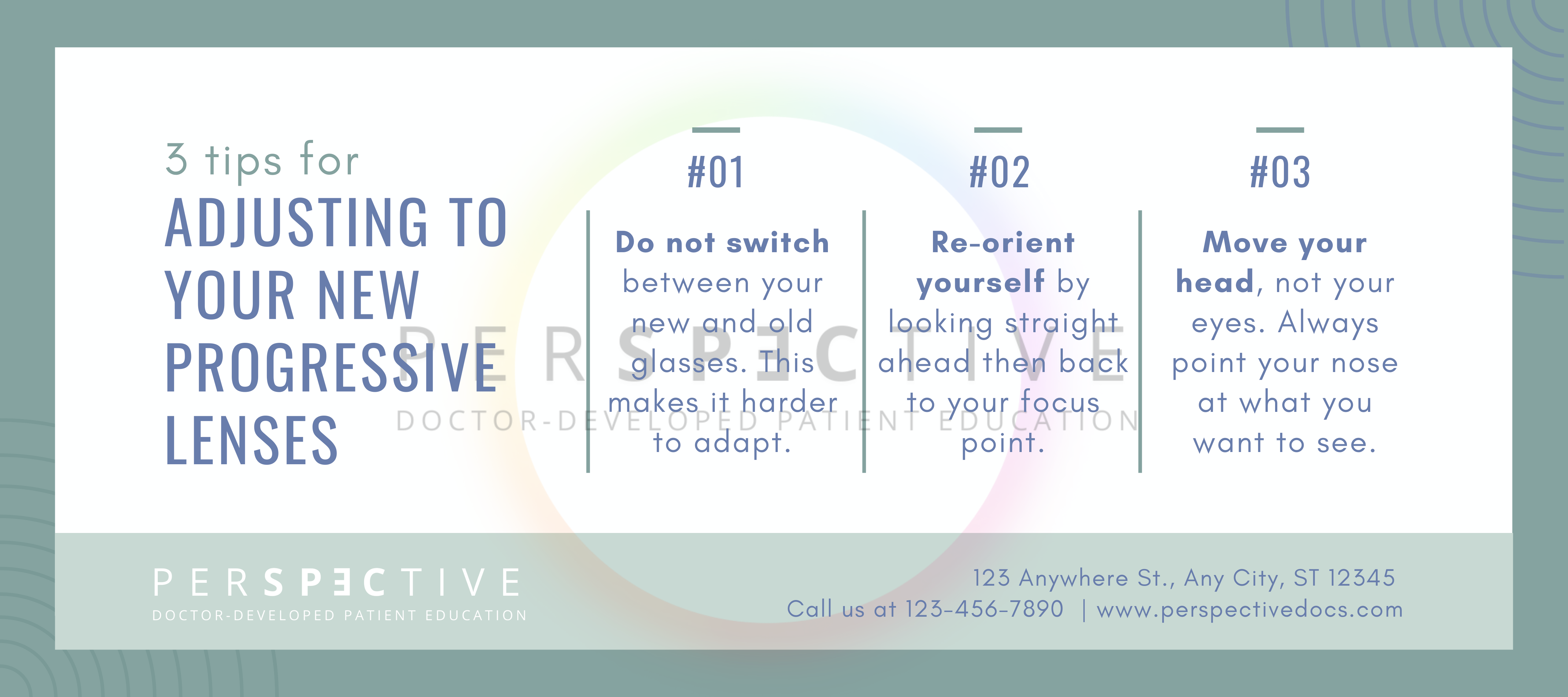 PAL adaptation tip card for patients in optometry optical clinic