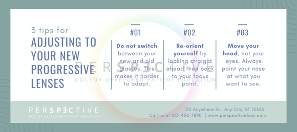 PAL adaptation tip card for patients in optometry optical clinic
