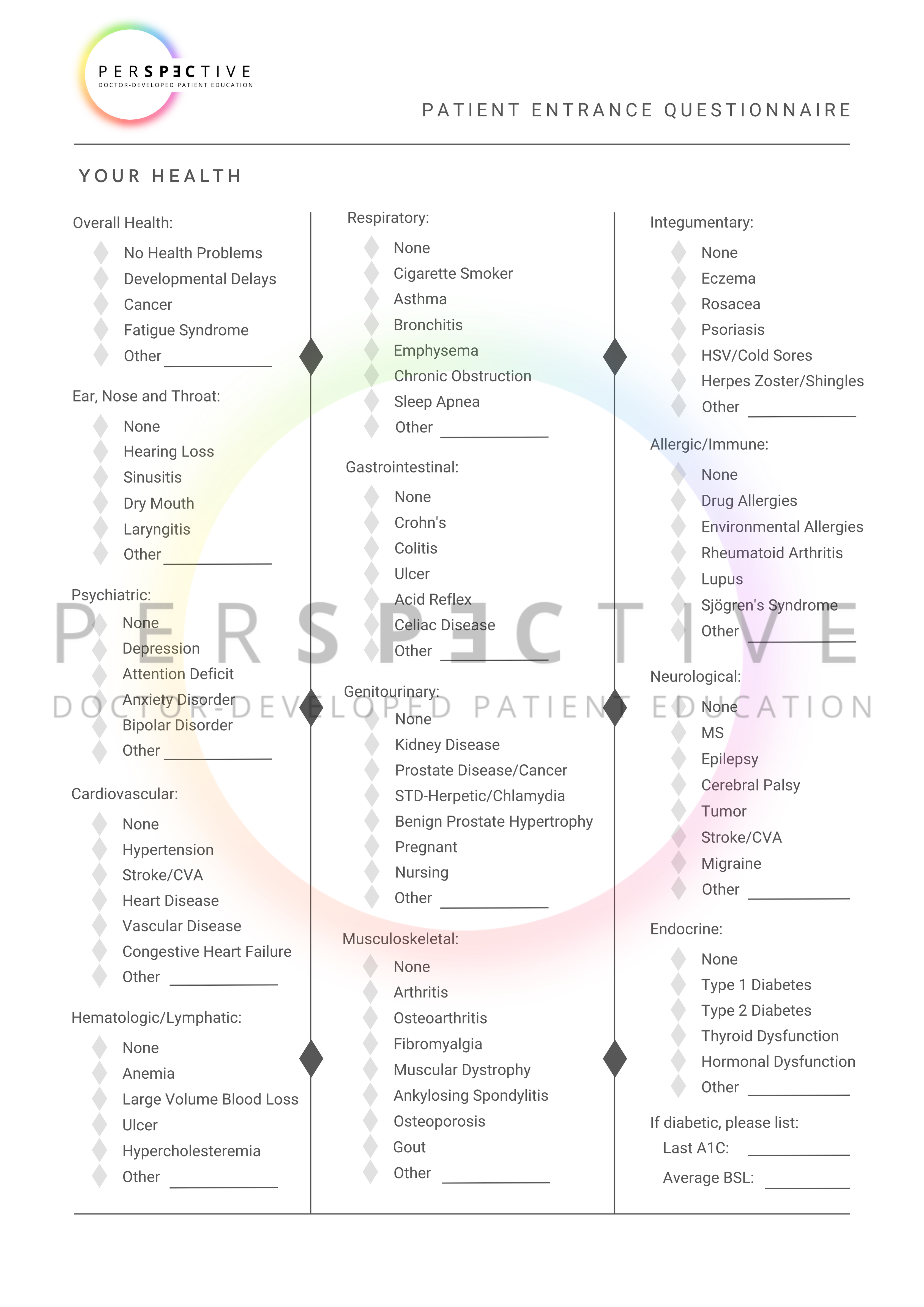 patient health questionnaire for optometry office patient intake form doctors office ophthalmology perspective docs 