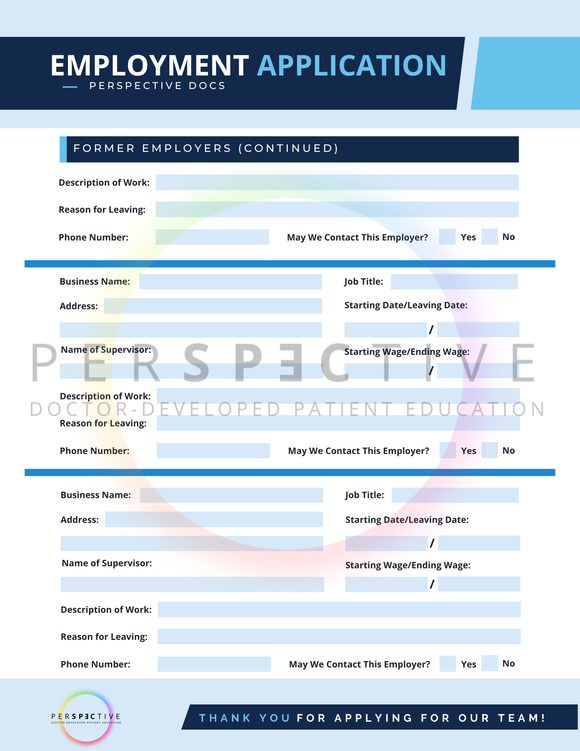 employment application for optometry private practice medical practice medical clinic ophthalmology health care manager employer form perspective docs
