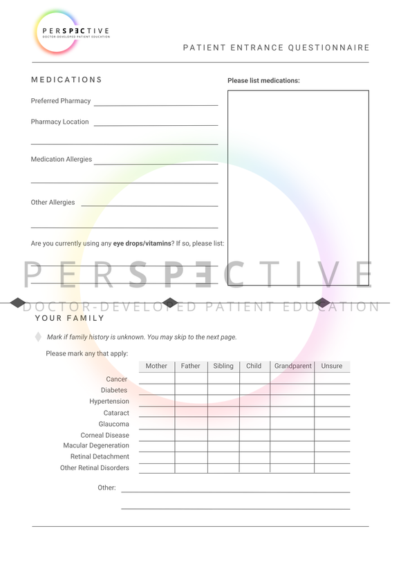 patient health questionnaire for optometry office patient intake form doctors office ophthalmology perspective docs 