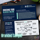branded sample of ordering glasses online rack card template for optometrists