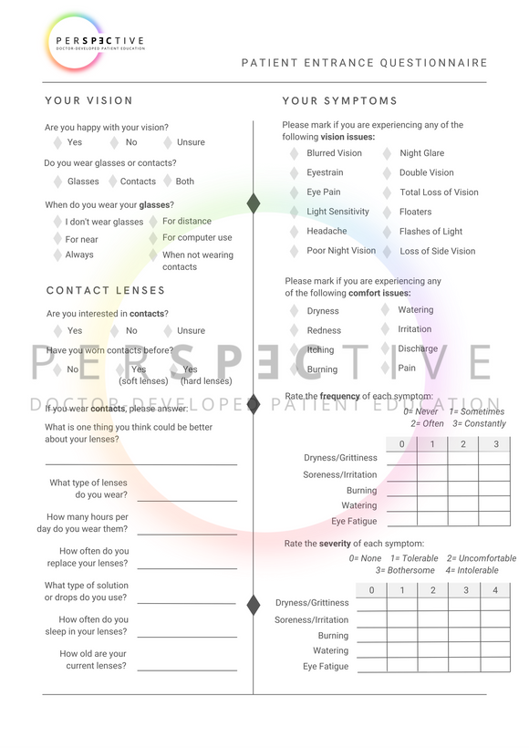 patient health questionnaire for optometry office patient intake form doctors office ophthalmology perspective docs 