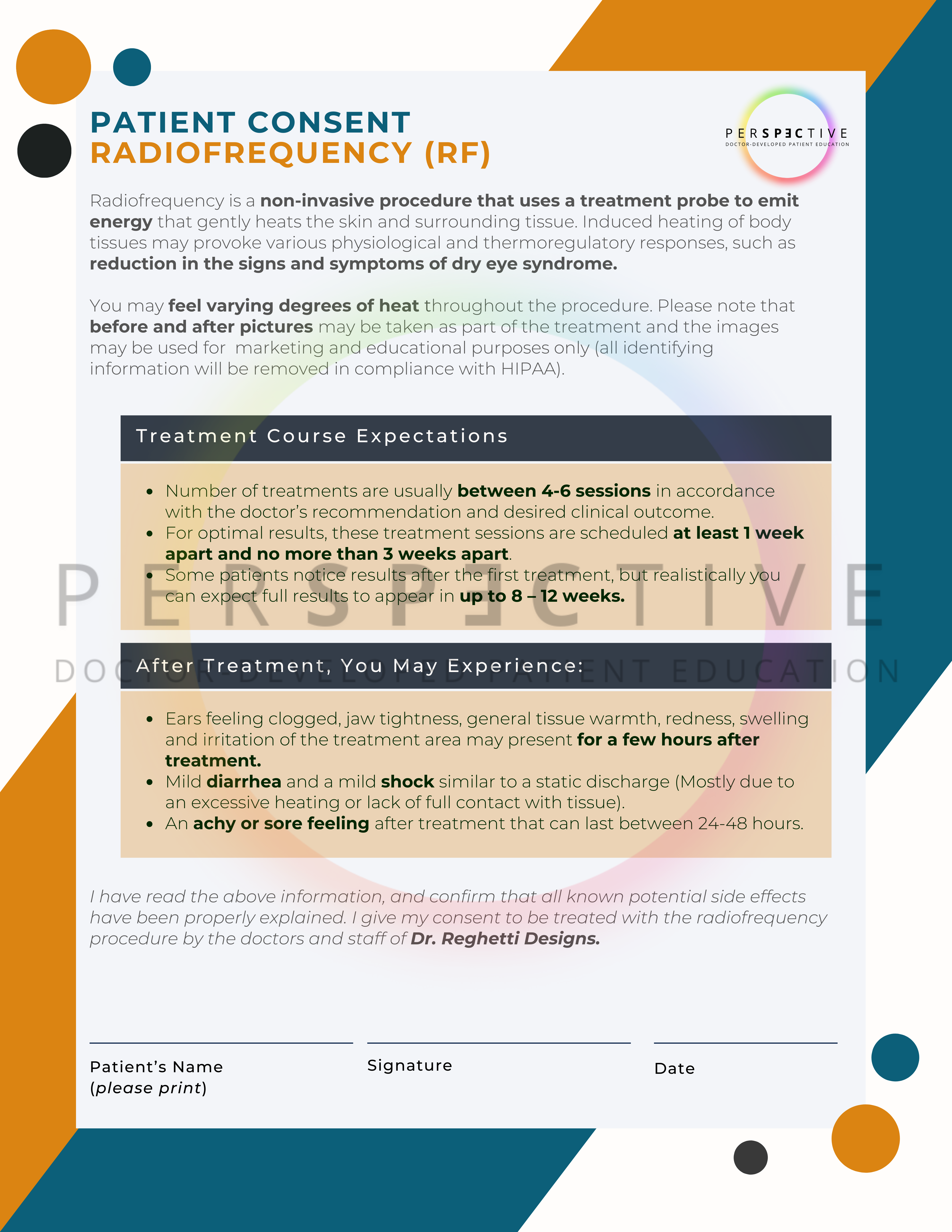 radiofrequency patient consent form branded for optometry office treatment course expectations for dry eye perspective docs