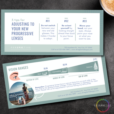 progressive lens adaptation card for optometry office optical 