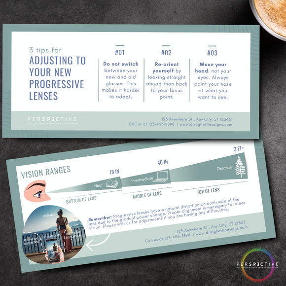 progressive lens adaptation card for optometry office optical 