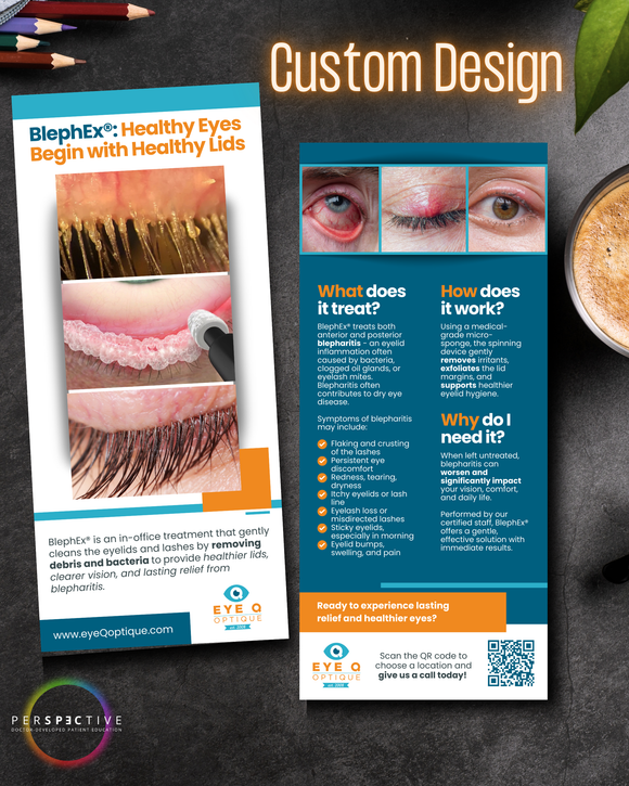 custom design sample for perspective docs optometry office forms intake forms patient education brochures customized for eye doctor branding