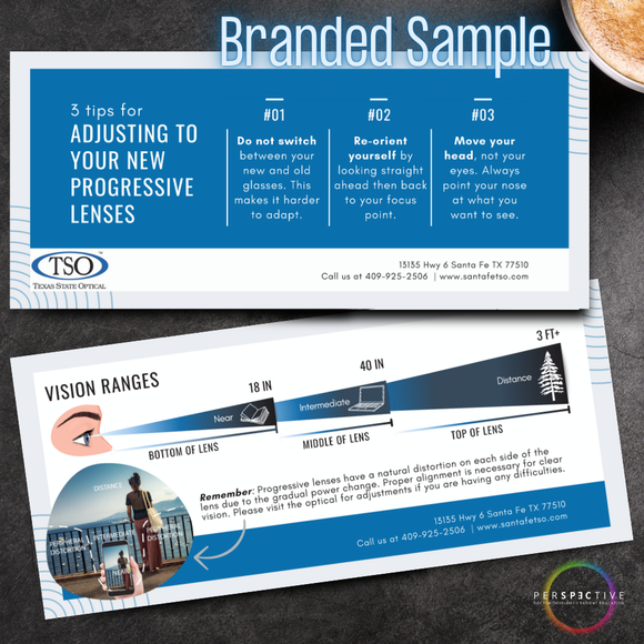 branded sample of PAL rack card for optometrists