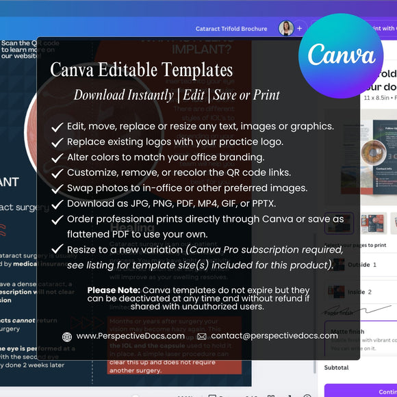 optometry patient education graphic design brochures rack cards office forms optical optometrist poster office poster eye doctor office private practice forms eye health signs forms education custom education perspective docs editable canva template