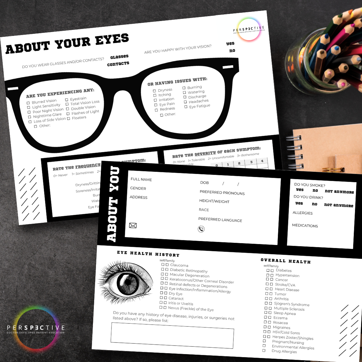 modern patient intake form for optometrists optometry office ophthalmology optical form perspective docs