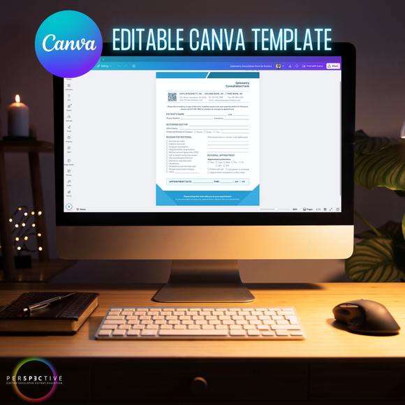 optometry patient education graphic design brochures rack cards office forms optical optometrist poster office poster eye doctor office private practice forms eye health signs forms education custom education perspective docs editable canva template