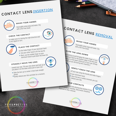 contact lens insertion and removal printable for optometrists contact lens training optical doctor office perspective docs