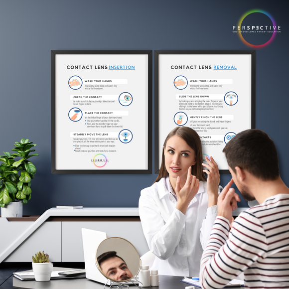poster contact lens insertion and removal printable for optometrists contact lens training optical doctor office perspective docs