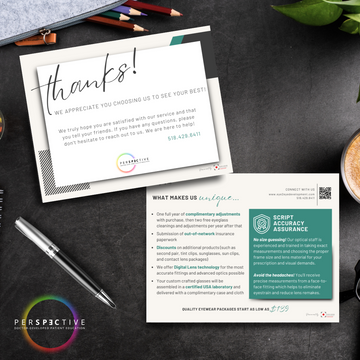 patient retention optical postcard for optometrists optical card optician doctors office perspective docs 