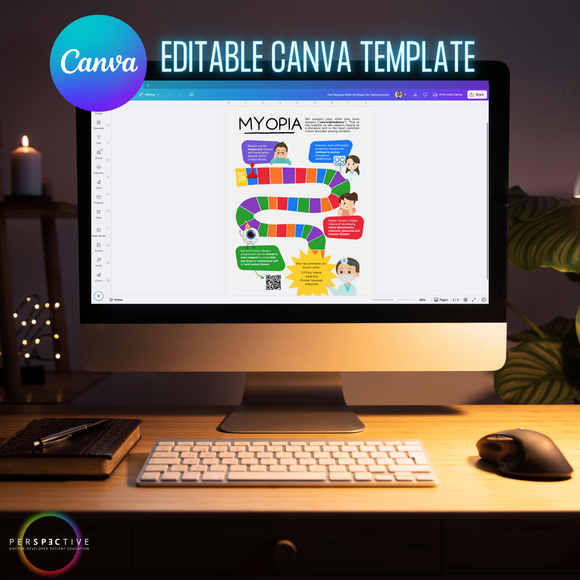 myopia management referral form for private practice optometrists pediatricians myopia control orthokeratology referral sheet perspective docs optometry editable canva template