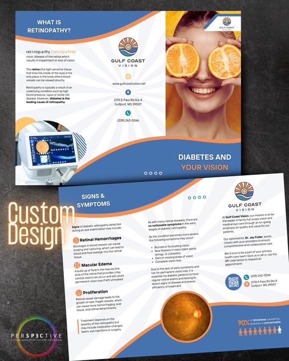 custom design sample for perspective docs optometry office forms intake forms patient education brochures customized for eye doctor branding
