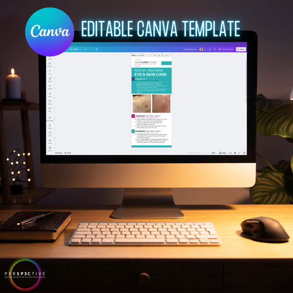 ipl aftercare card at home care post ipl treatment for dry eye for optometrists dermatologists perspective docs editable canva template