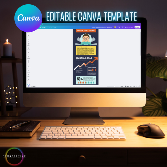 myopia management infographic for optometrists orthokeratology corneal molding myopia control perspective docs editable canva template