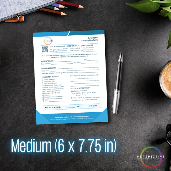medium tear off optometry ophthalmology doctor consultation referral form notepads for private practice perspective docs