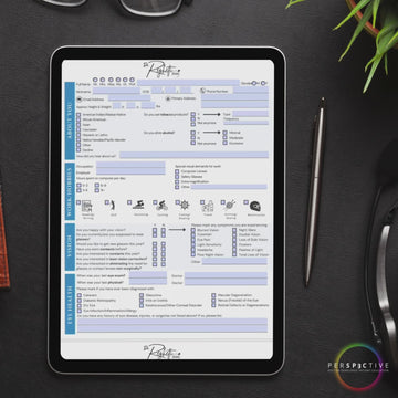 condensed modern patient intake form for optometrists optometry office ophthalmology doctors office patient questionnaire form perspective docs