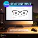 social follow cards for optometry private practice front desk printable optician optical social media doctors office perspective docs editable canva template